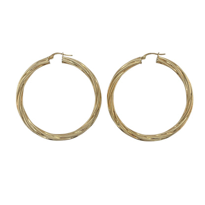 9ct Gold Twisted Hoop Creole Earrings