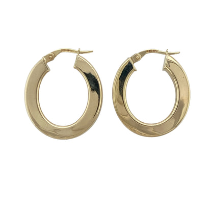 9ct Gold Squared Oval Creole Earrings