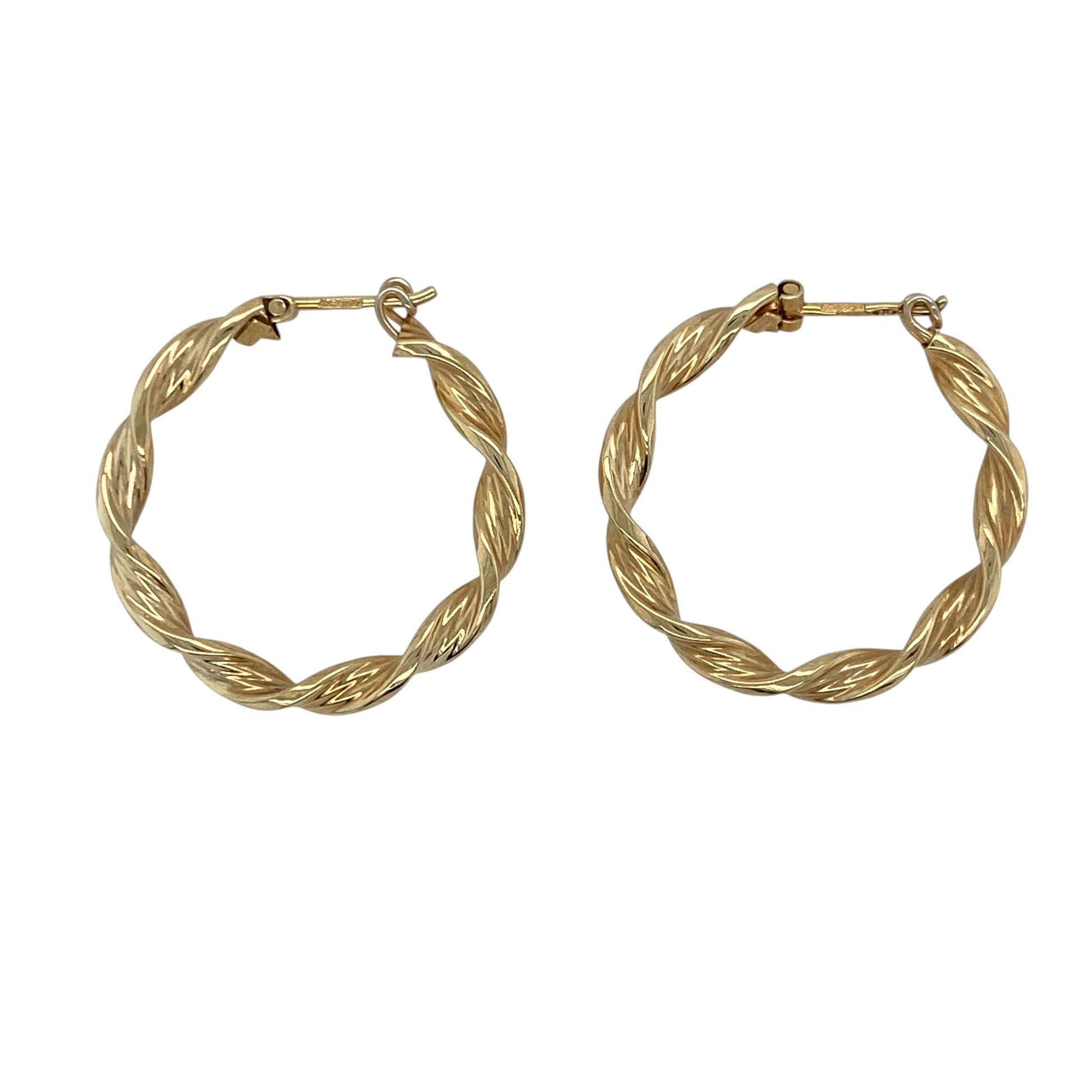 9ct Gold Twisted Hoop Creole Earrings