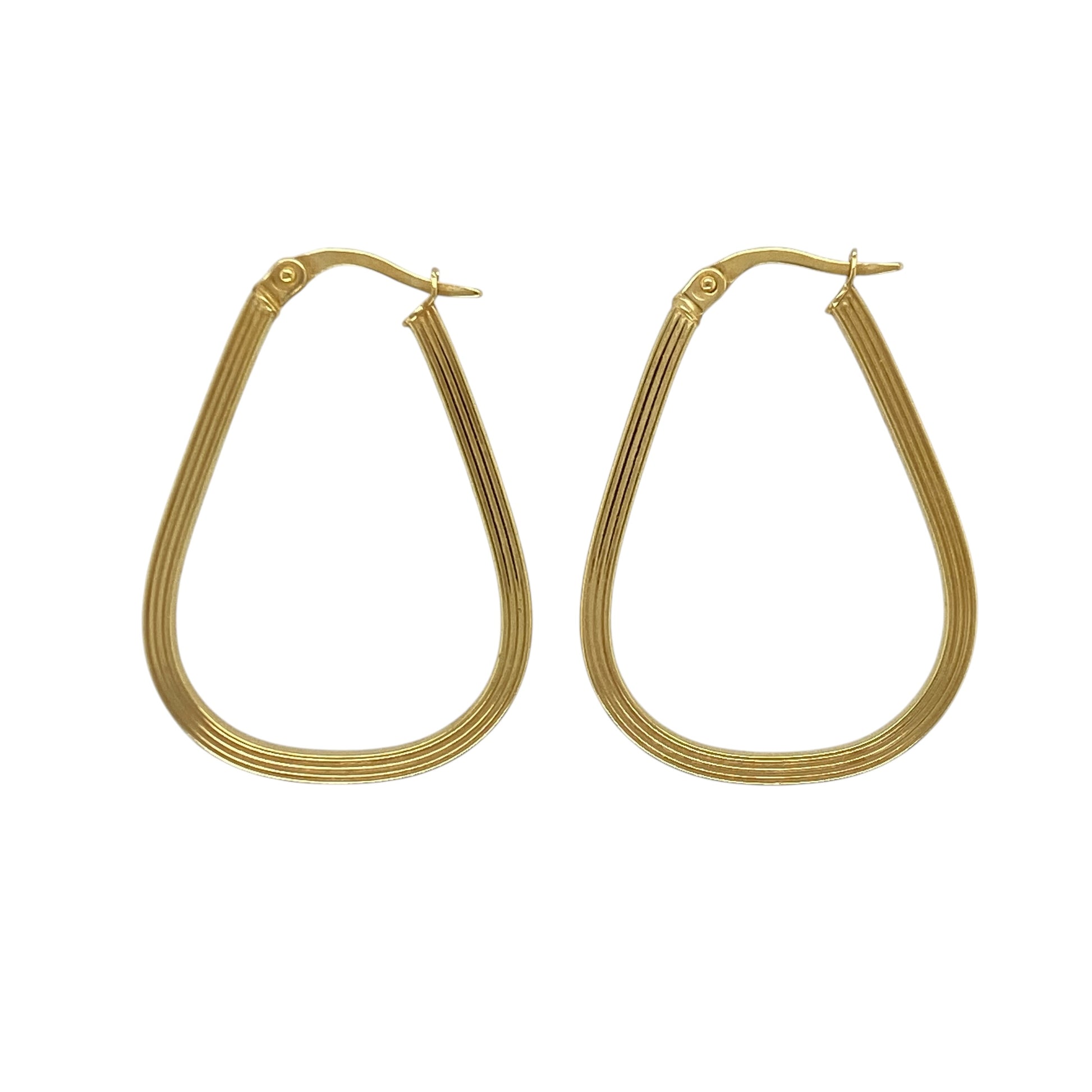 9ct Gold Oval Creole Earrings