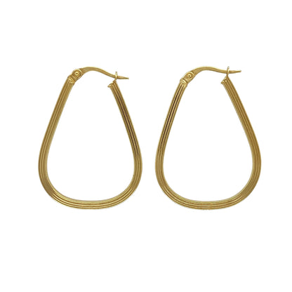 9ct Gold Oval Creole Earrings