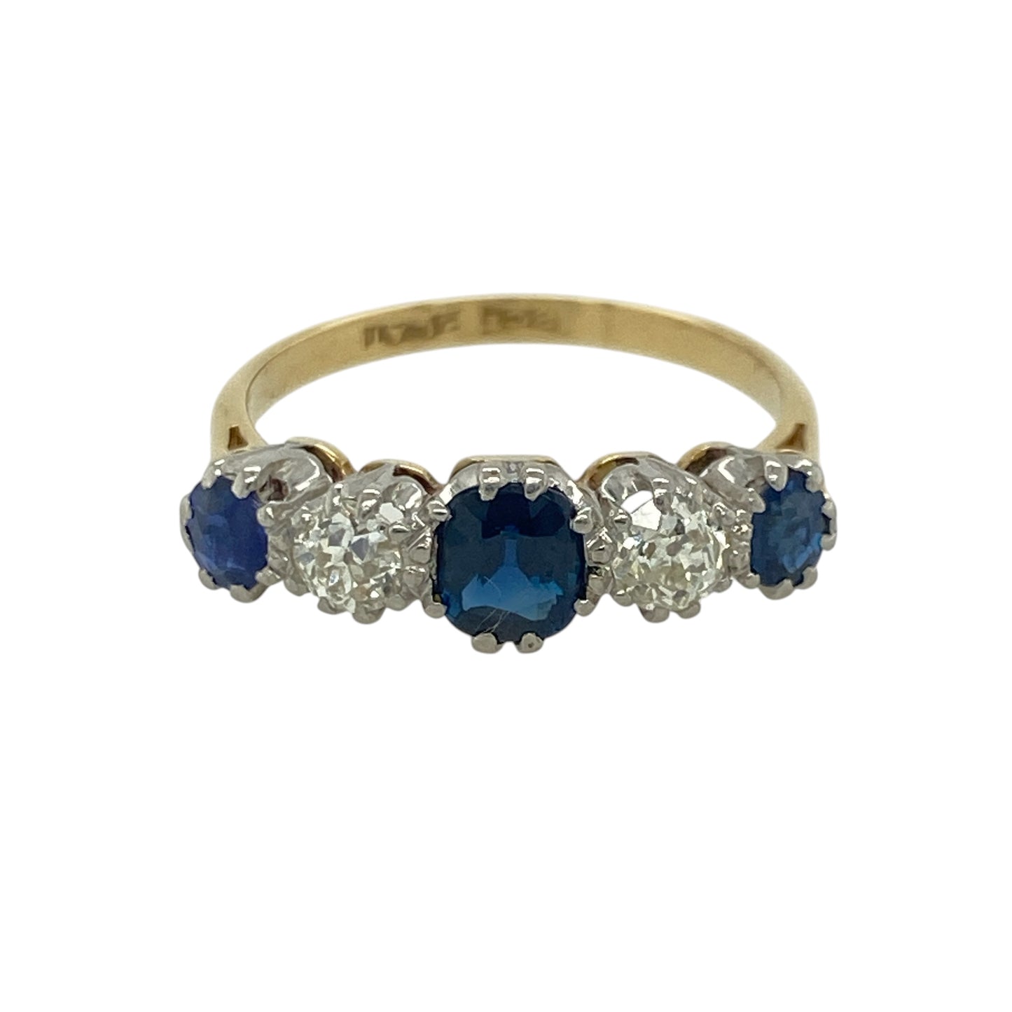 18ct Gold Diamond & Sapphire Five Stone Band Ring