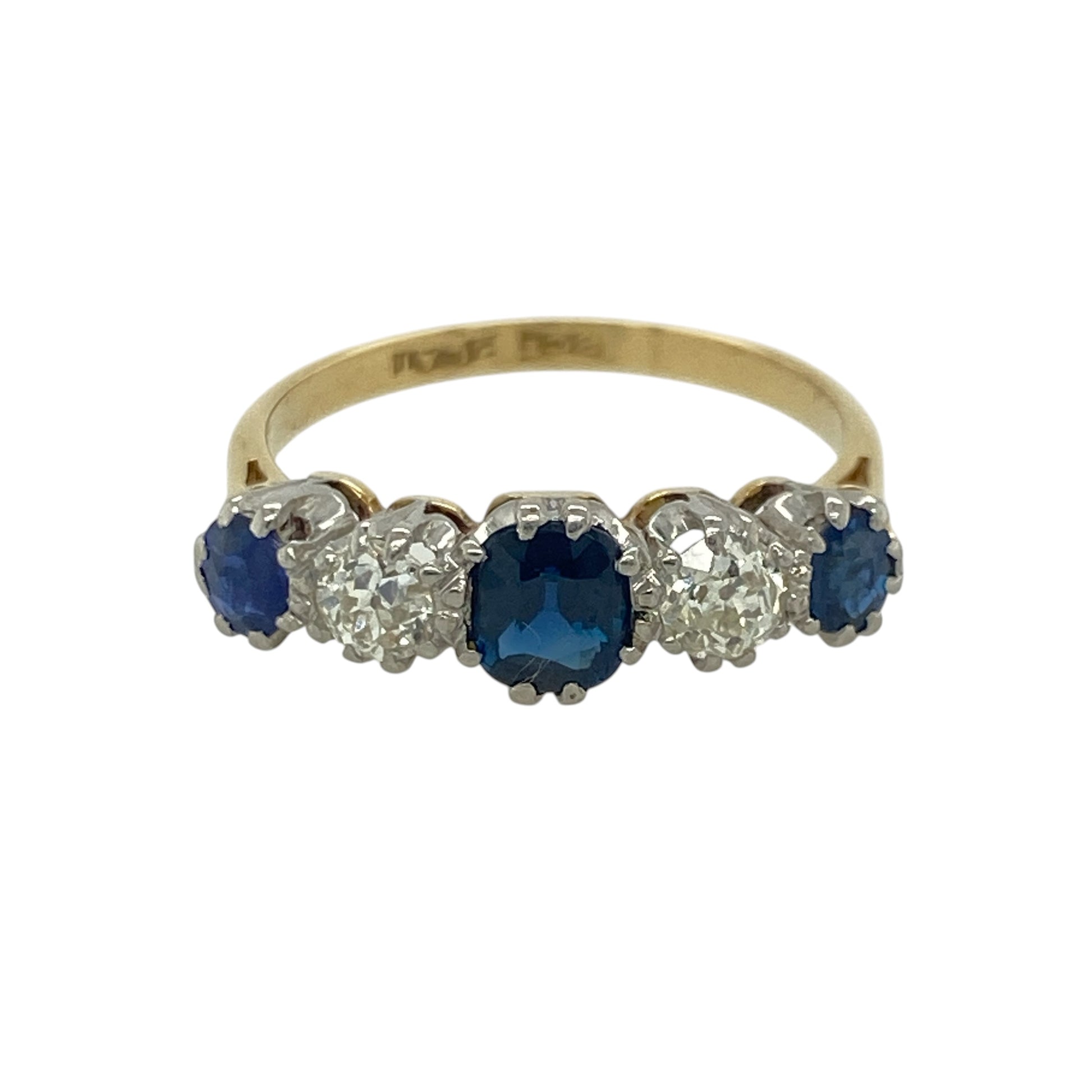 18ct Gold Diamond & Sapphire Five Stone Band Ring