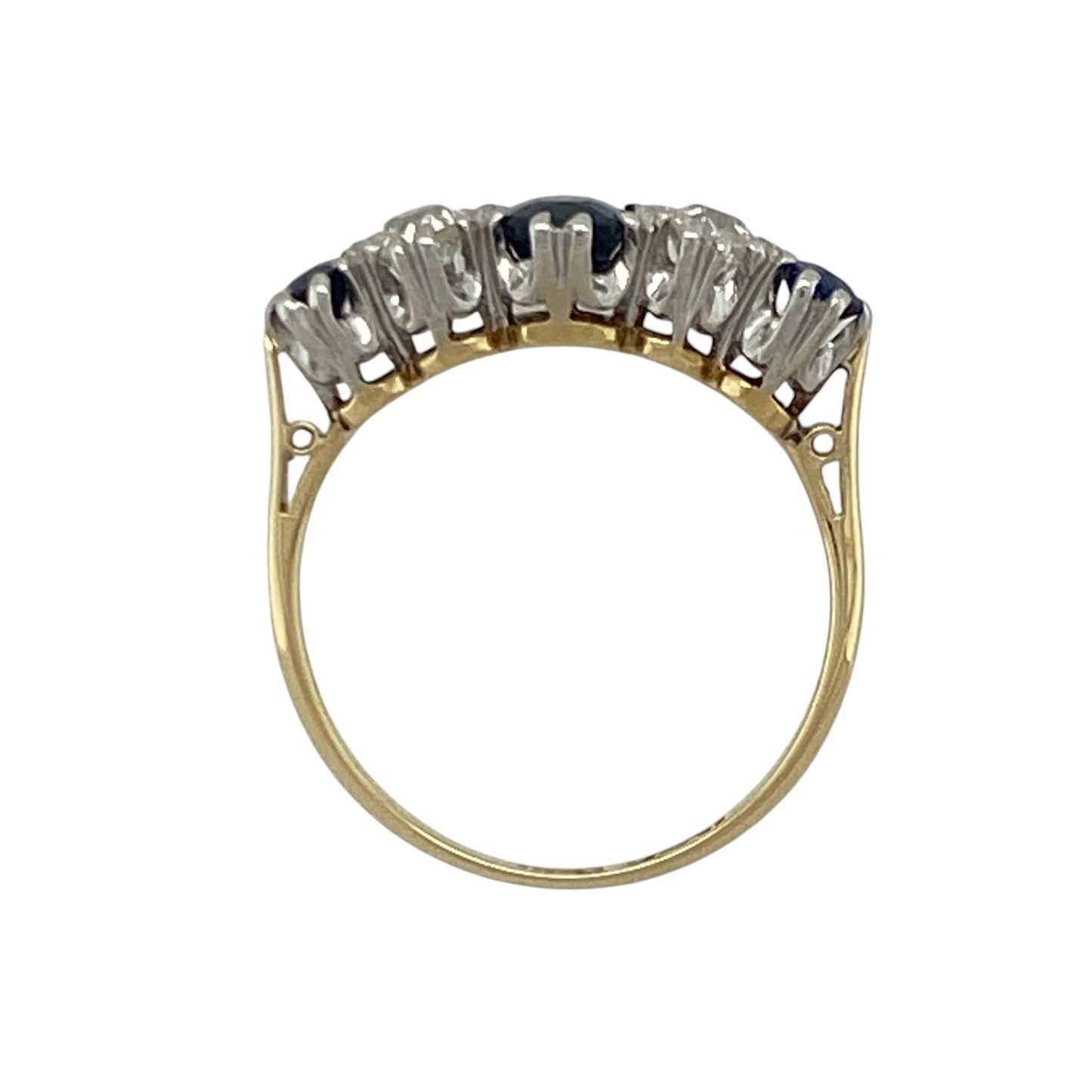 18ct Gold Diamond & Sapphire Five Stone Band Ring
