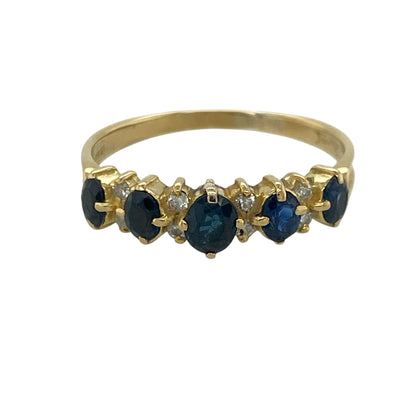18ct Gold Diamond & Sapphire Band Ring