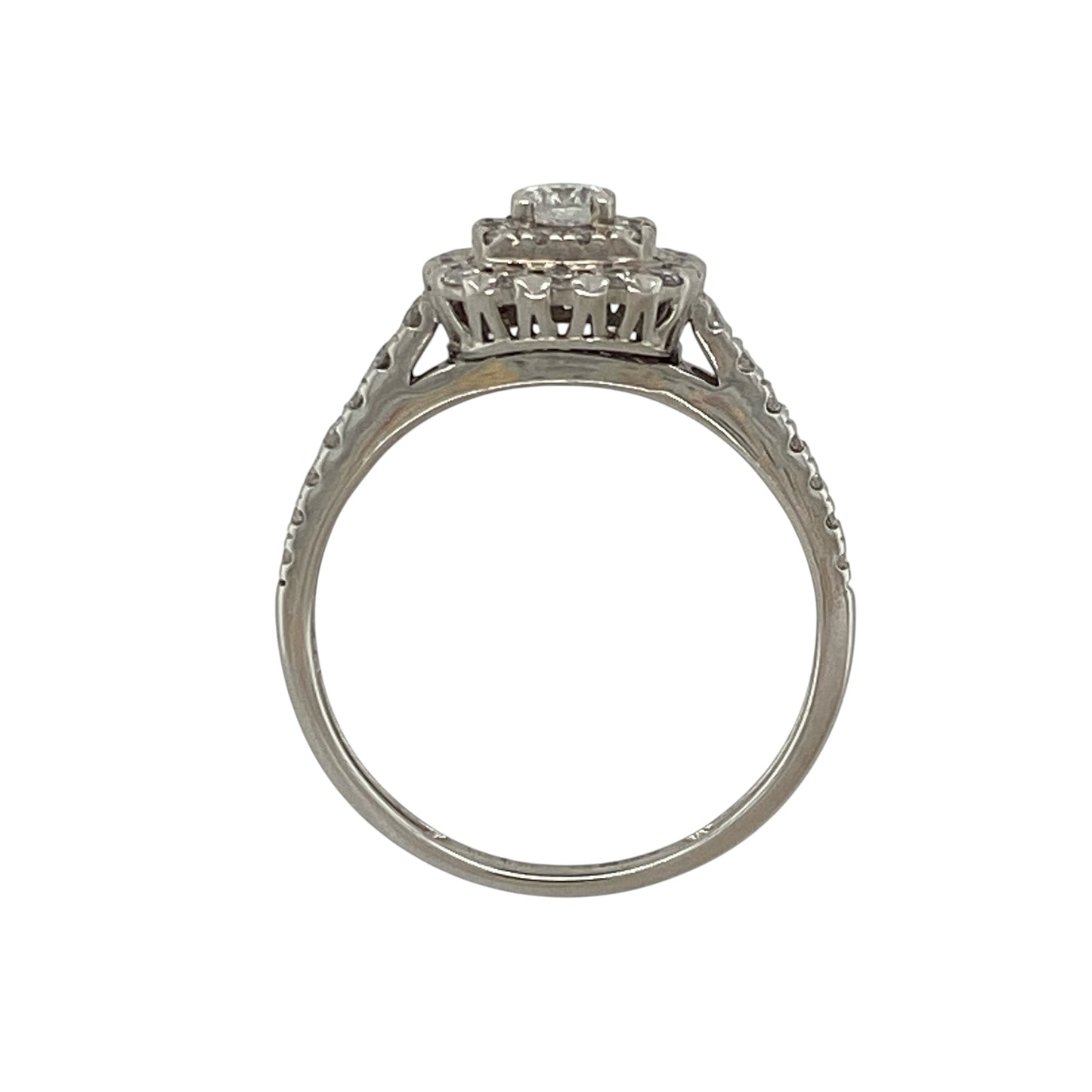 18ct White Gold & Diamond Halo Cluster Ring