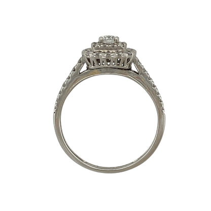 18ct White Gold & Diamond Halo Cluster Ring