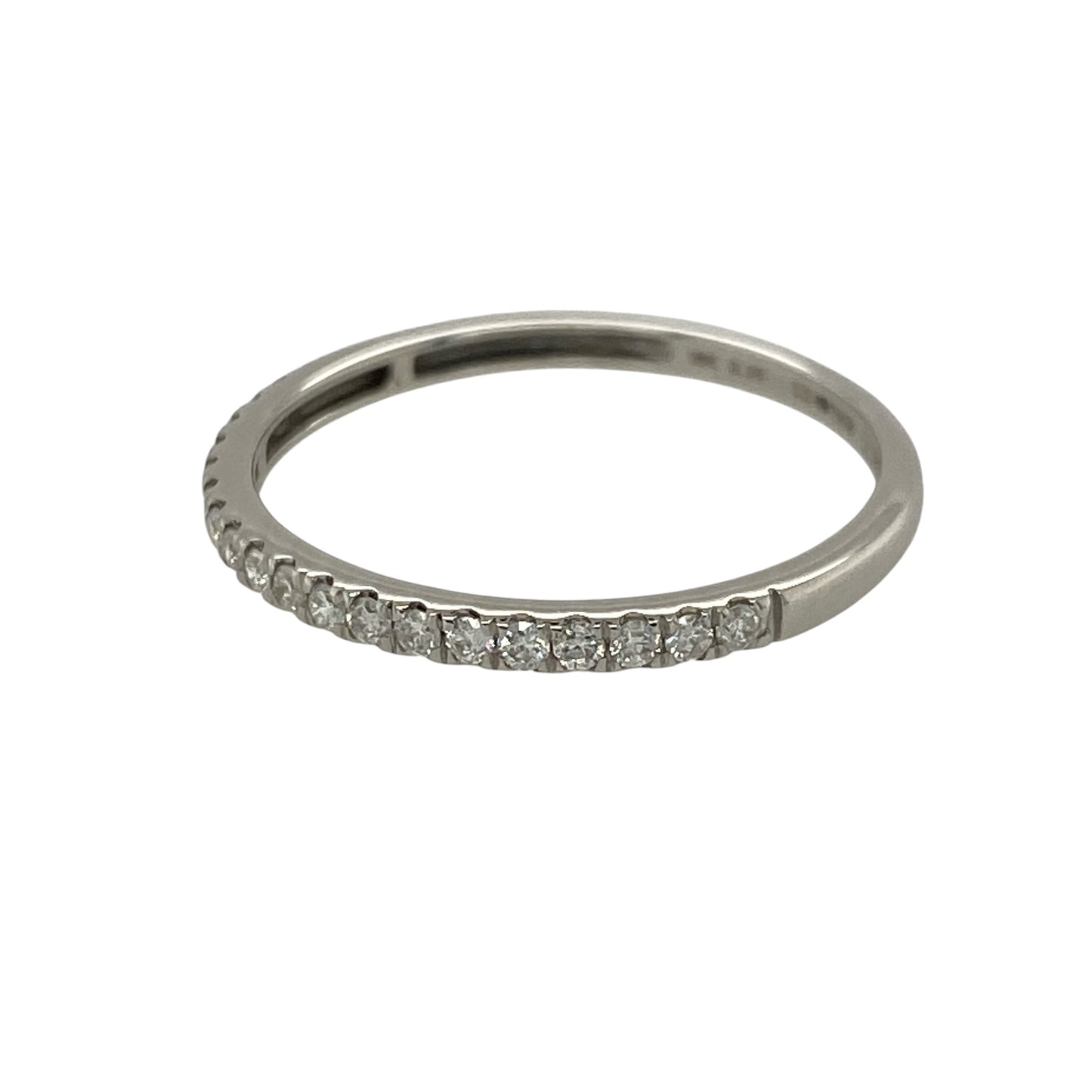 This pre-owned 18ct white gold diamond band ring offers understated elegance, with a slim profile and sparkling diamonds that make it perfect for everyday wear or stacking with other rings.

Design: The front of the band measures approximately 1.5mm wide, creating a delicate and refined look that is ideal as a wedding band, eternity ring or a subtle standalone piece.