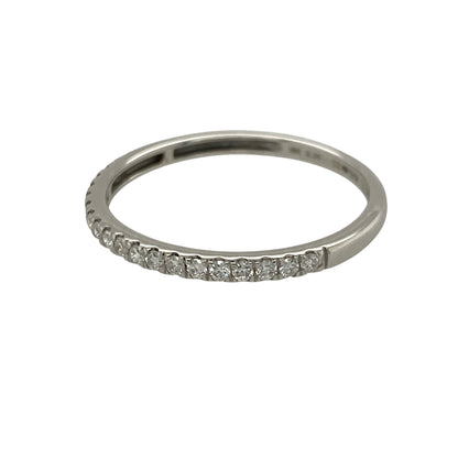 This pre-owned 18ct white gold diamond band ring offers understated elegance, with a slim profile and sparkling diamonds that make it perfect for everyday wear or stacking with other rings.

Design: The front of the band measures approximately 1.5mm wide, creating a delicate and refined look that is ideal as a wedding band, eternity ring or a subtle standalone piece.