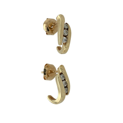 9ct Gold & Diamond Wave Style Stud Earrings