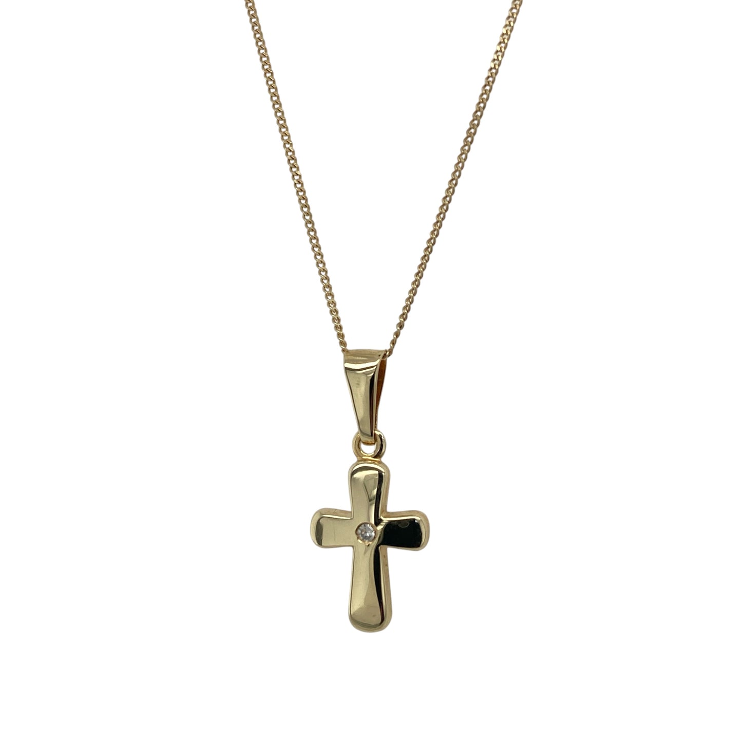 9ct Gold & Diamond Cross 16" Necklace