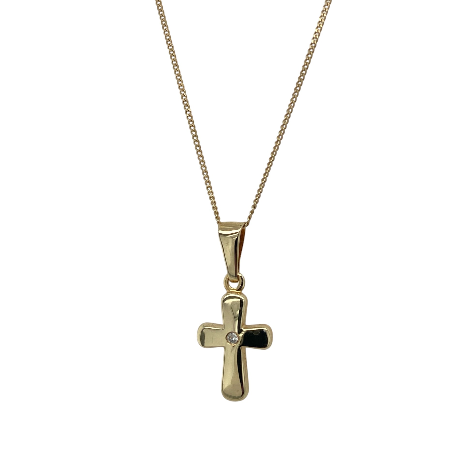 9ct Gold & Diamond Cross 16" Necklace