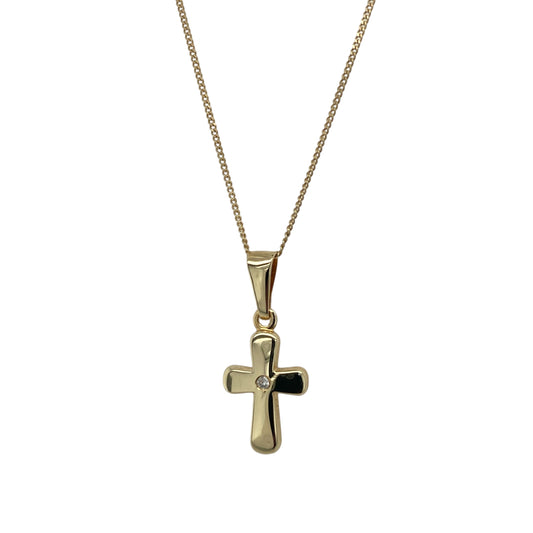 9ct Gold & Diamond Cross 16" Necklace