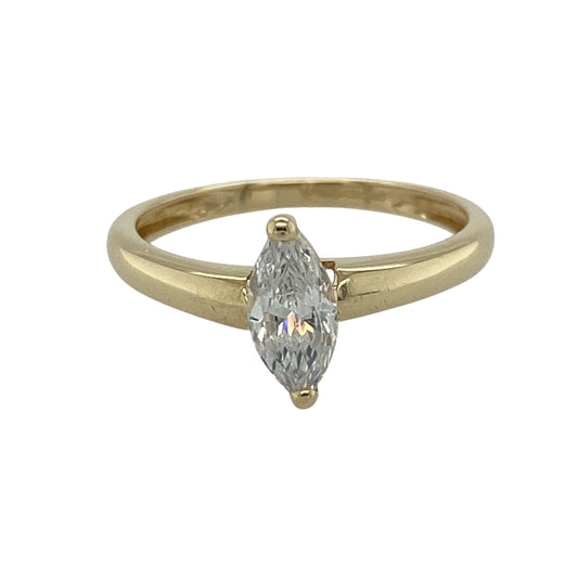 14ct Gold & Marquise Solitaire Ring