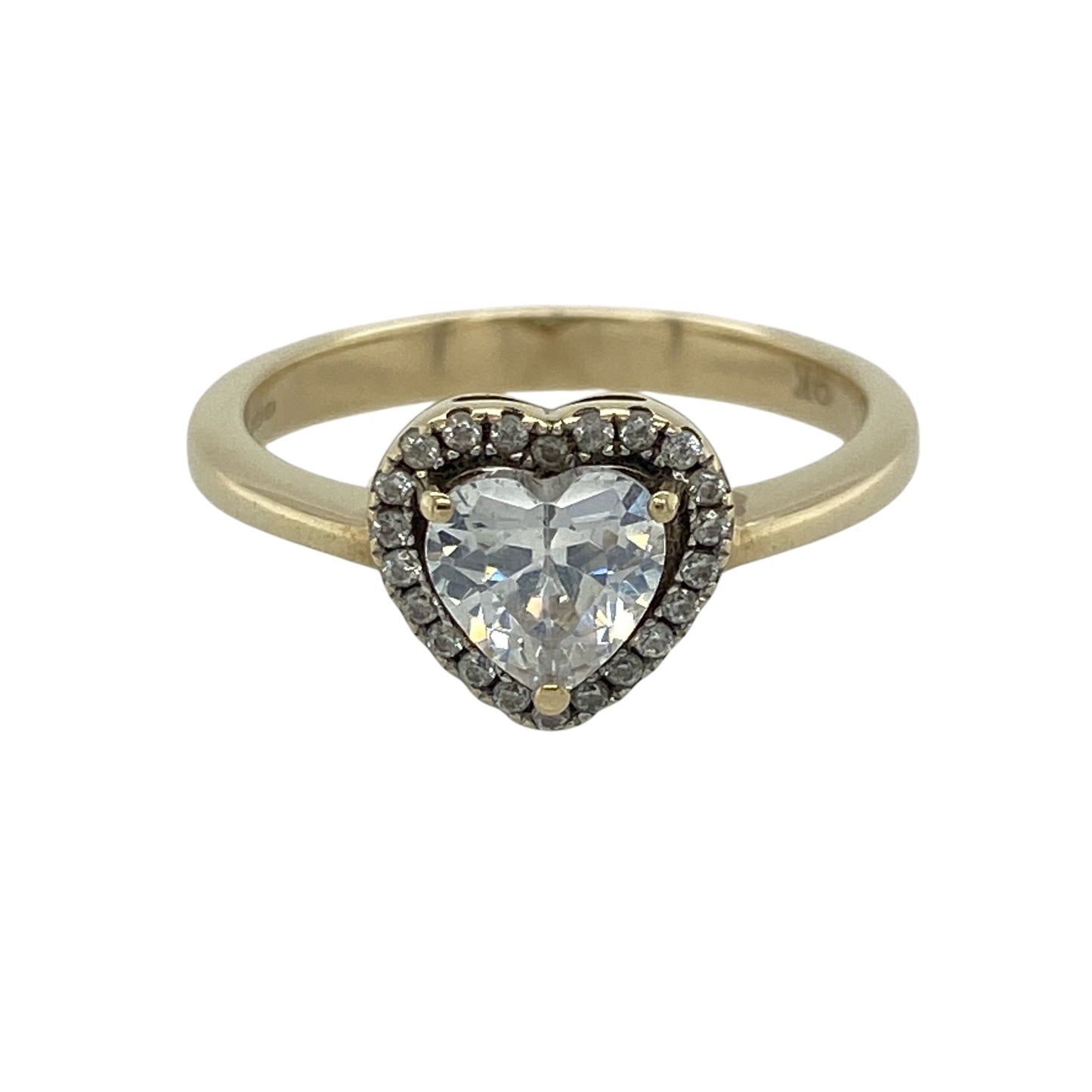 9ct Gold & Cubic Zirconia Heart Halo Cluster Ring