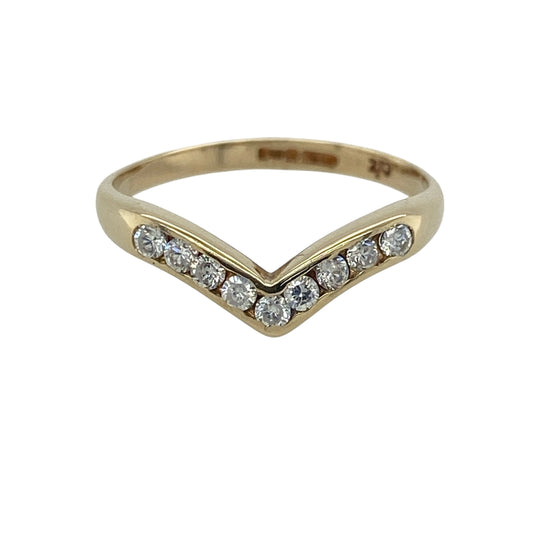 9ct Gold & Cubic Zirconia Wishbone Ring