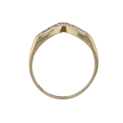9ct Gold & Cubic Zirconia Wishbone Ring