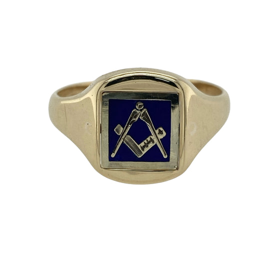 9ct Gold Masonic Swivel Signet Ring