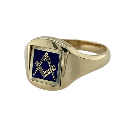 9ct Gold Masonic Swivel Signet Ring