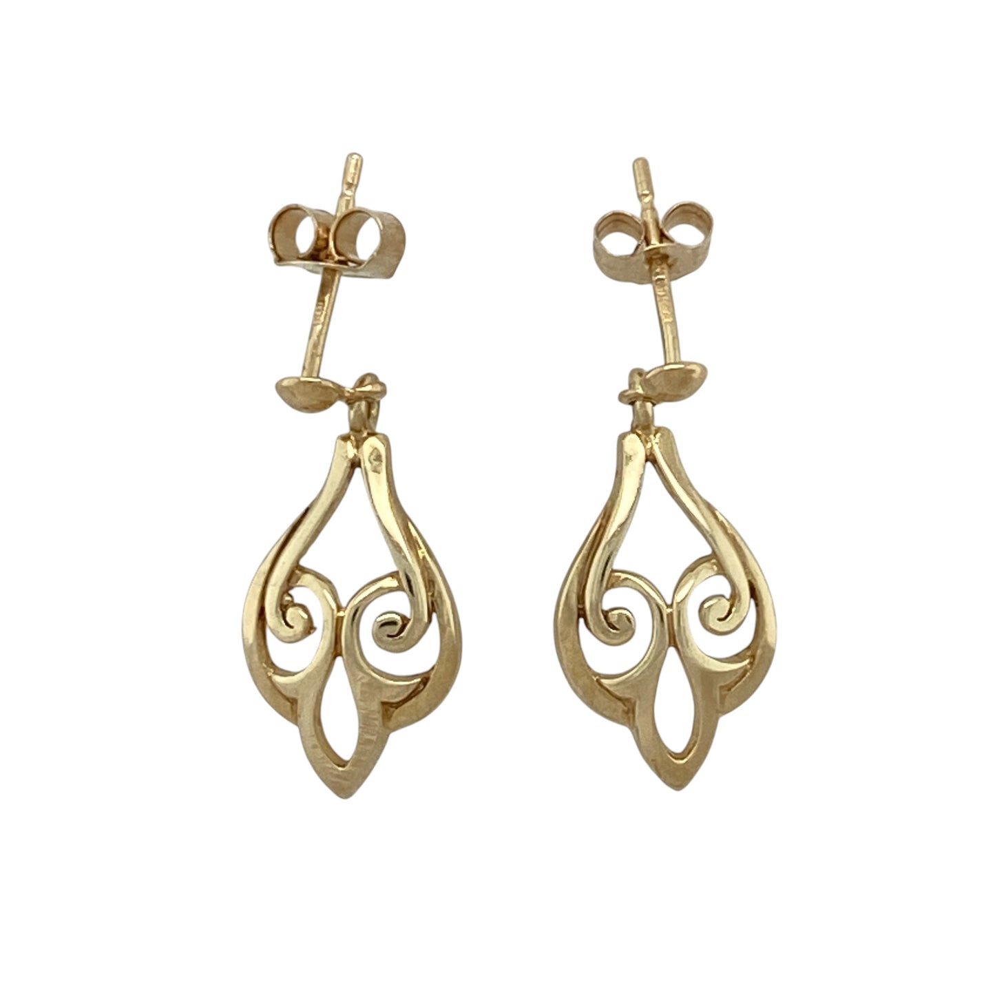 9ct Gold Swirl Drop Earrings