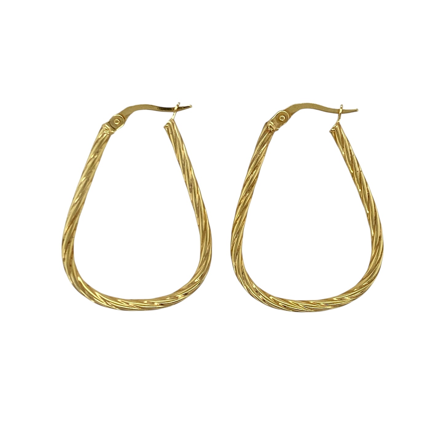 9ct Gold Twisted Oval Creole Earrings
