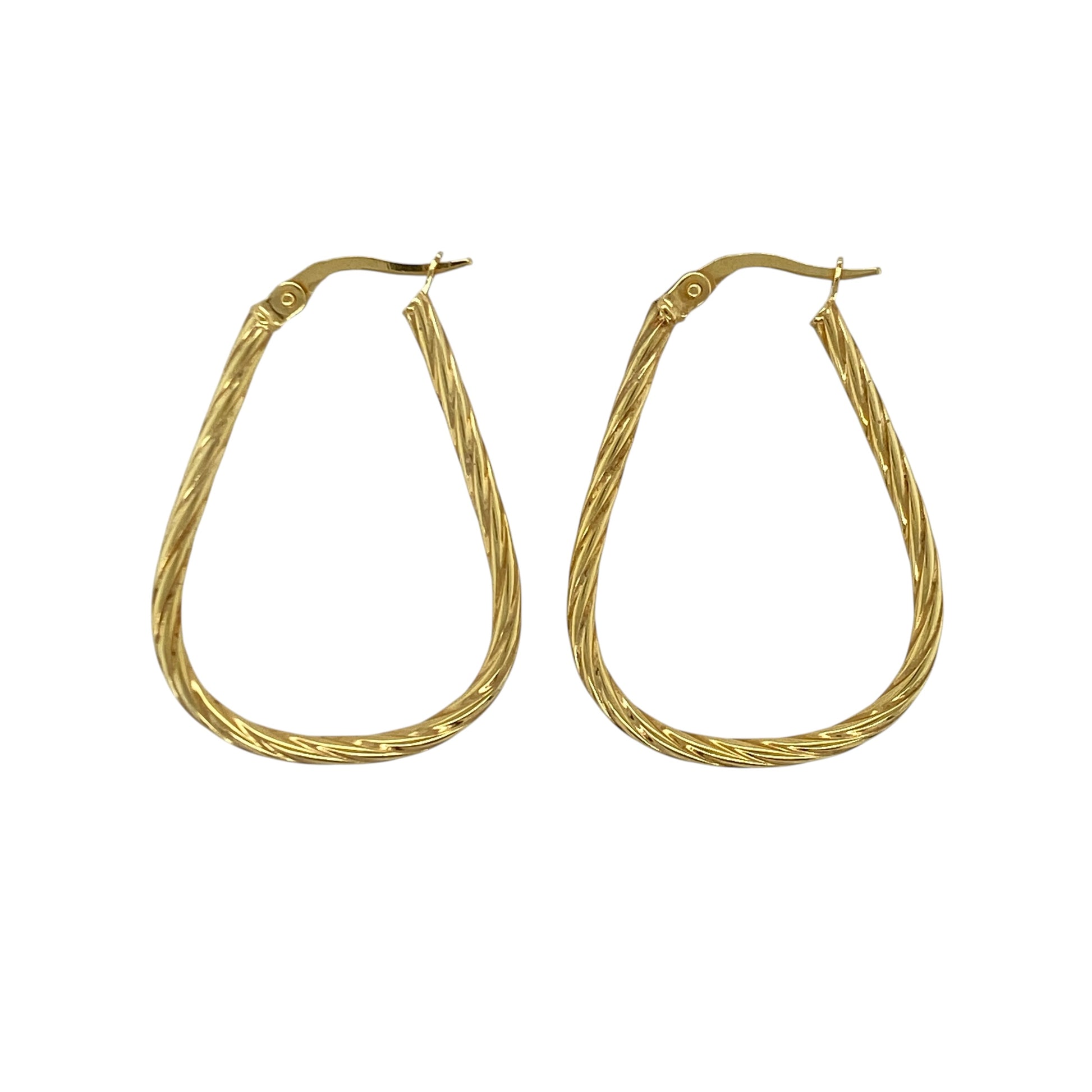 9ct Gold Twisted Oval Creole Earrings