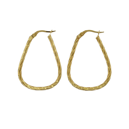 9ct Gold Twisted Oval Creole Earrings
