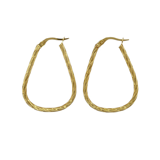 9ct Gold Twisted Oval Creole Earrings