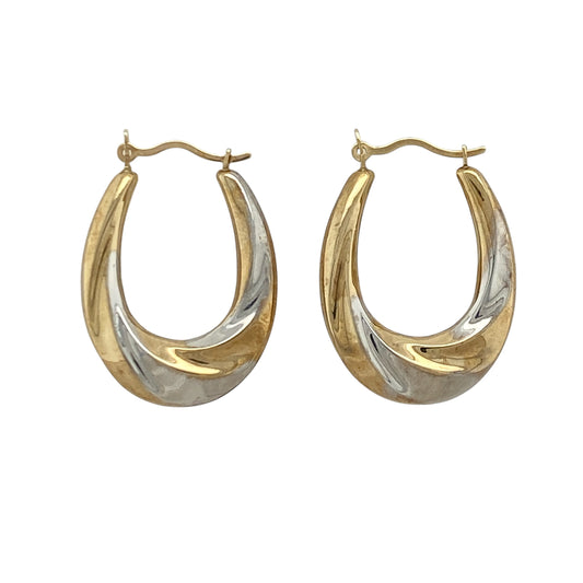 9ct Gold Twisted Oval Creole Earrings