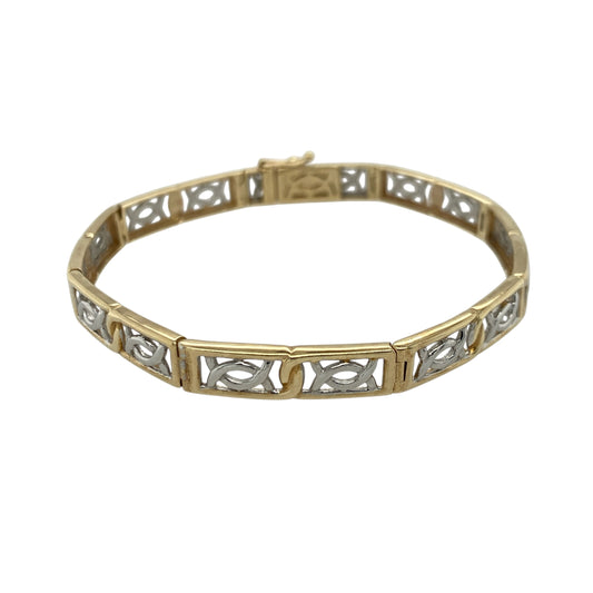 9ct Gold 7" Celtic Style Link Bracelet