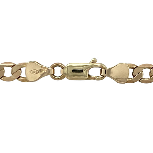 This pre-owned 9ct yellow gold curb chain is a timeless classic, offering a substantial feel and versatile style that is perfect for everyday wear or pairing with a favourite pendant.

Design: The chain features the ever-popular curb link design with a polished finish, creating a bold yet elegant look that suits both men and women.
Material: Made from 9-carat yellow gold.
Chain Detail: 20-inch curb chain with links measuring approximately 5mm wide and fitted with a secure clasp.