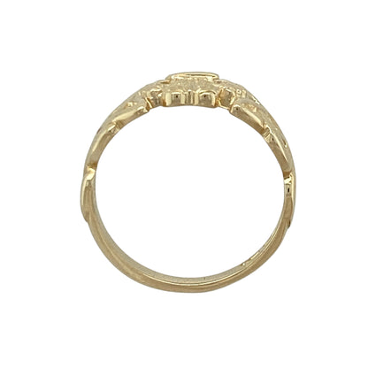 9ct Gold Welsh Three Feathers Celtic Ring