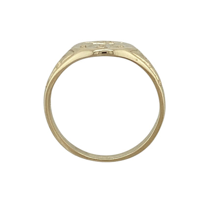 9ct Gold Welsh Three Feathers Oval Signet Ring
