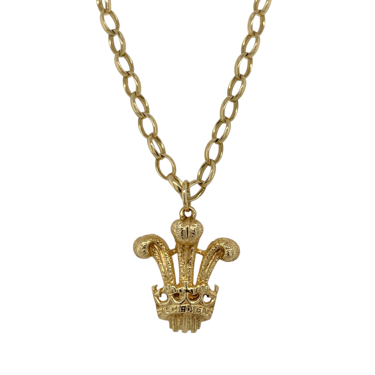 9ct Gold Welsh Three Feathers 19" Necklace