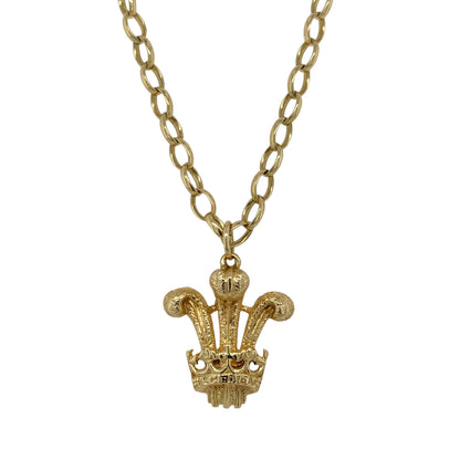 9ct Gold Welsh Three Feathers 19" Necklace