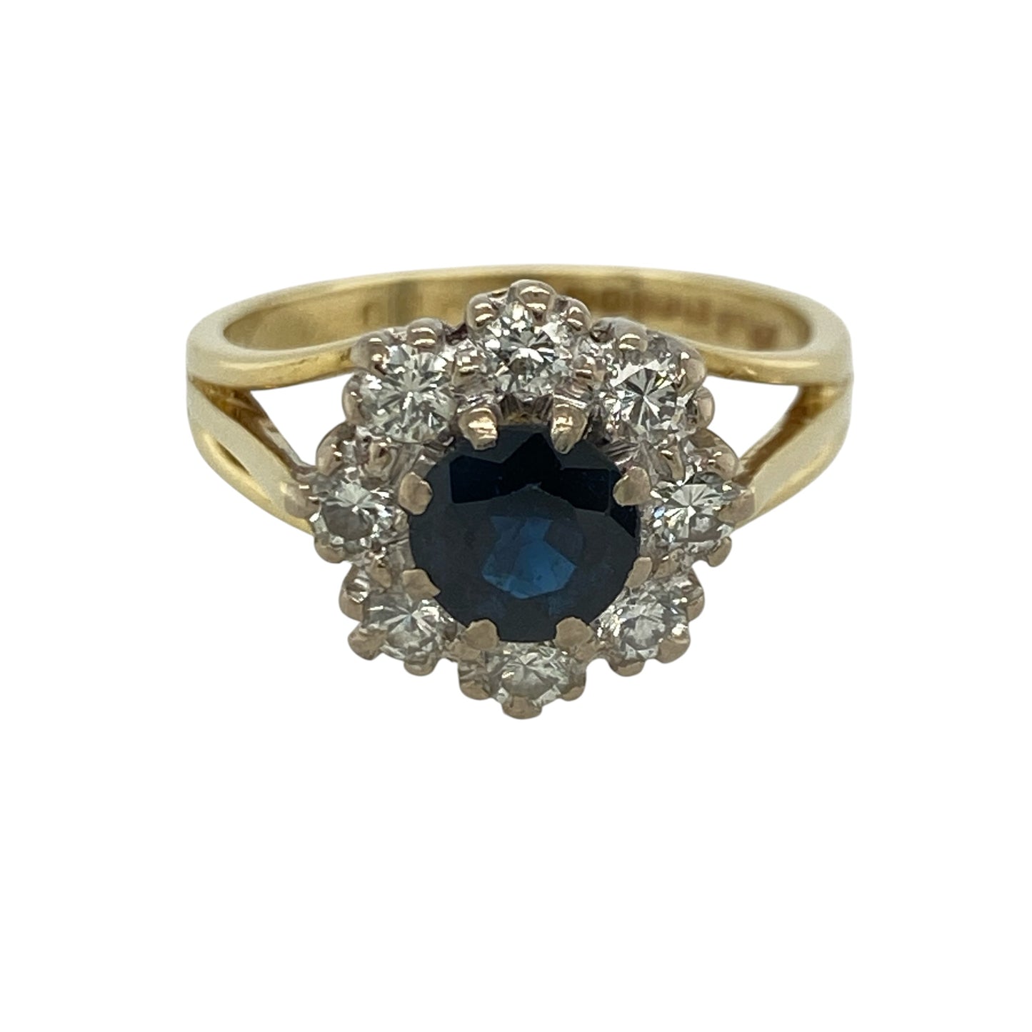 18ct Gold Diamond & Sapphire Cluster Ring