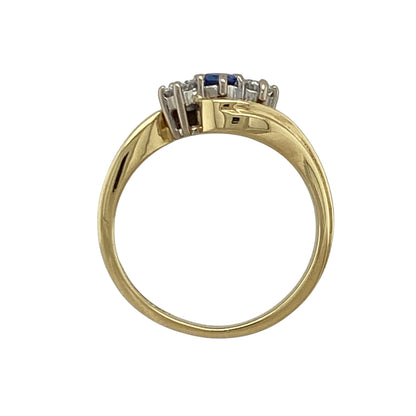 18ct Gold Diamond & Sapphire Trilogy Twist Ring