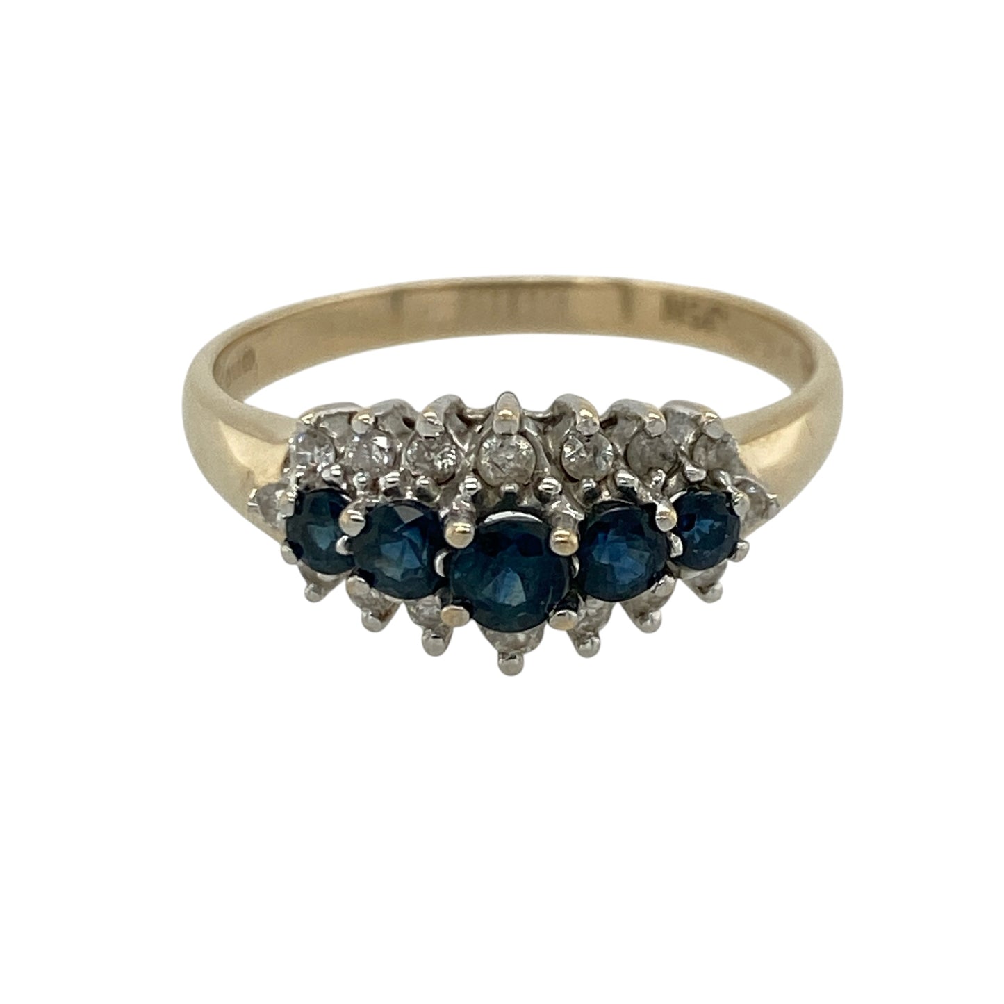 9ct Gold Diamond & Sapphire Cluster Band Ring