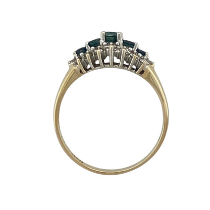 9ct Gold Diamond & Sapphire Cluster Band Ring
