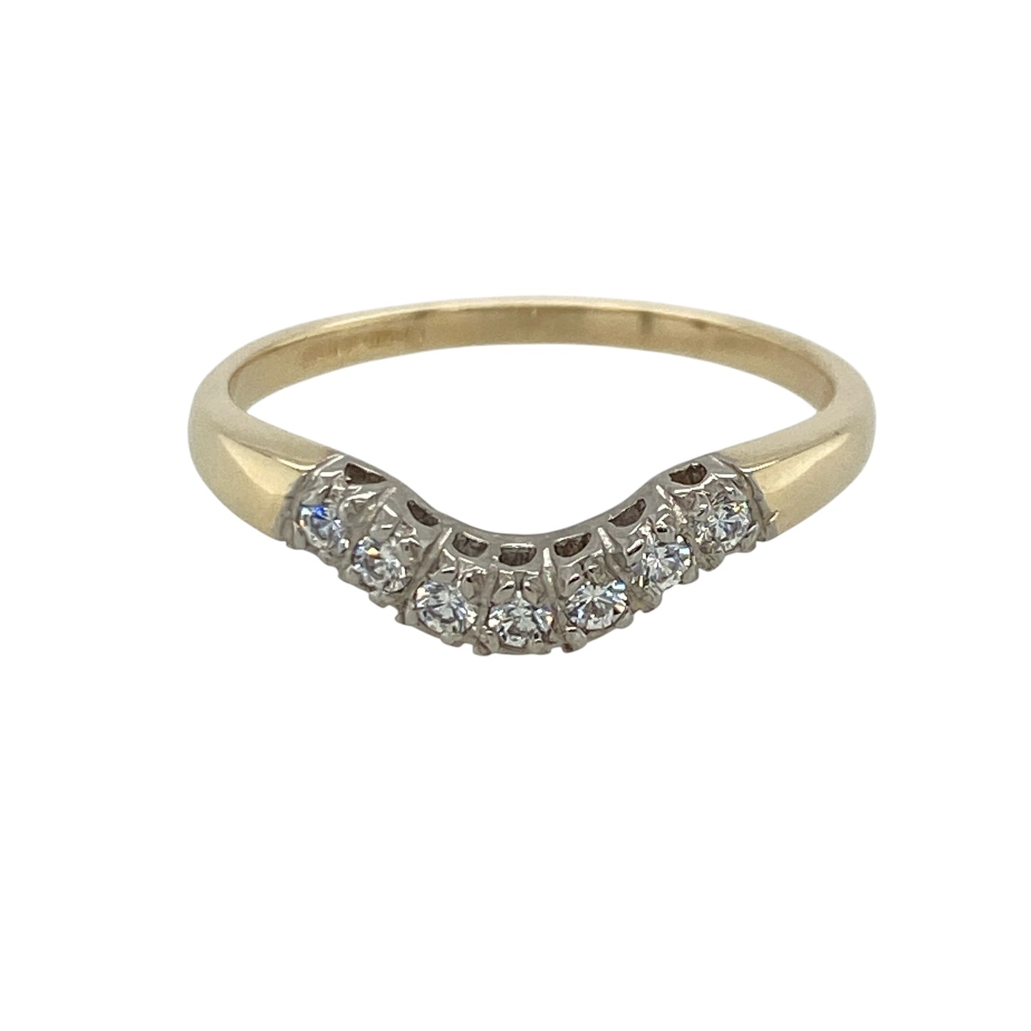 9ct Gold & Diamond Curved Wishbone Ring