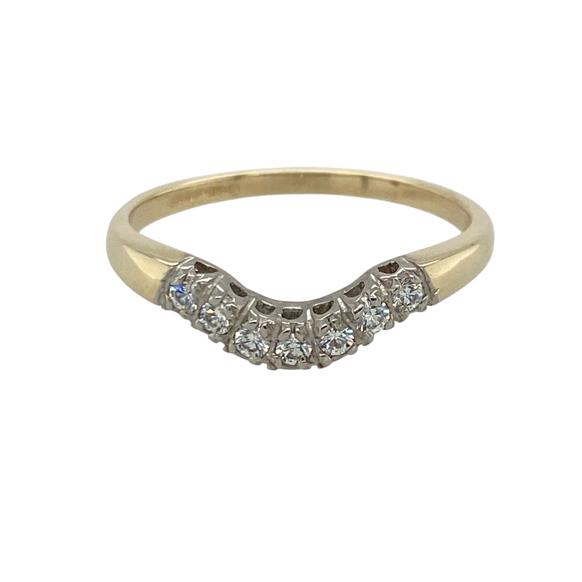9ct Gold & Diamond Curved Wishbone Ring