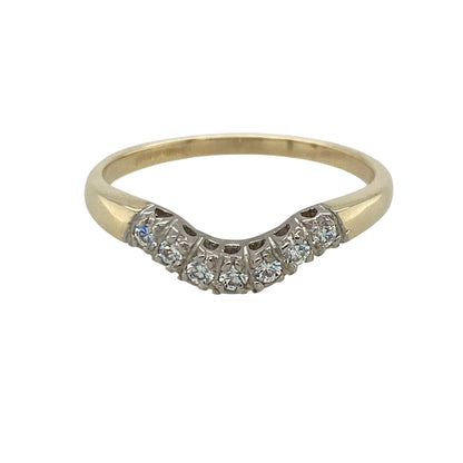 9ct Gold & Diamond Curved Wishbone Ring