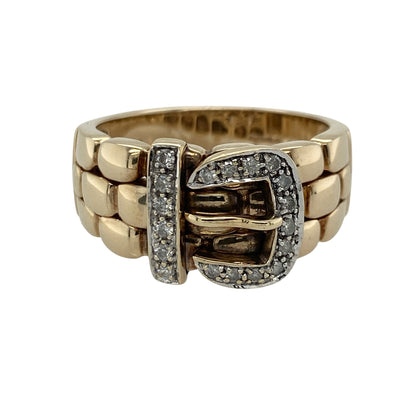 9ct Gold & Diamond Buckle Ring