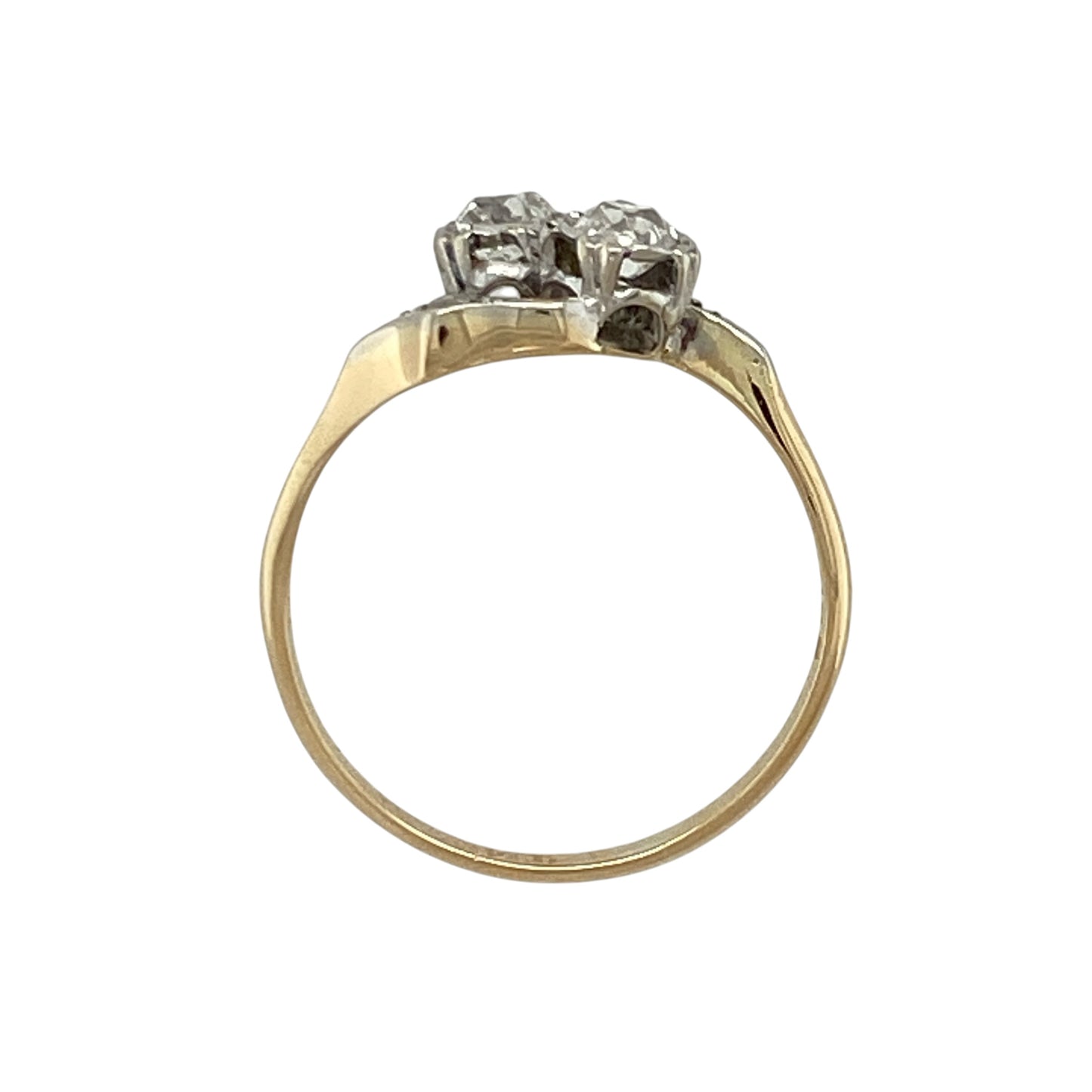 18ct Gold & Platinum Double Diamond Twist Ring