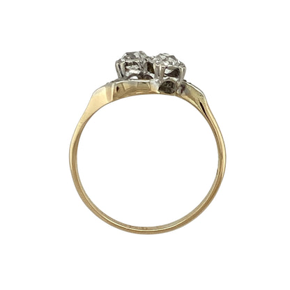 18ct Gold & Platinum Double Diamond Twist Ring
