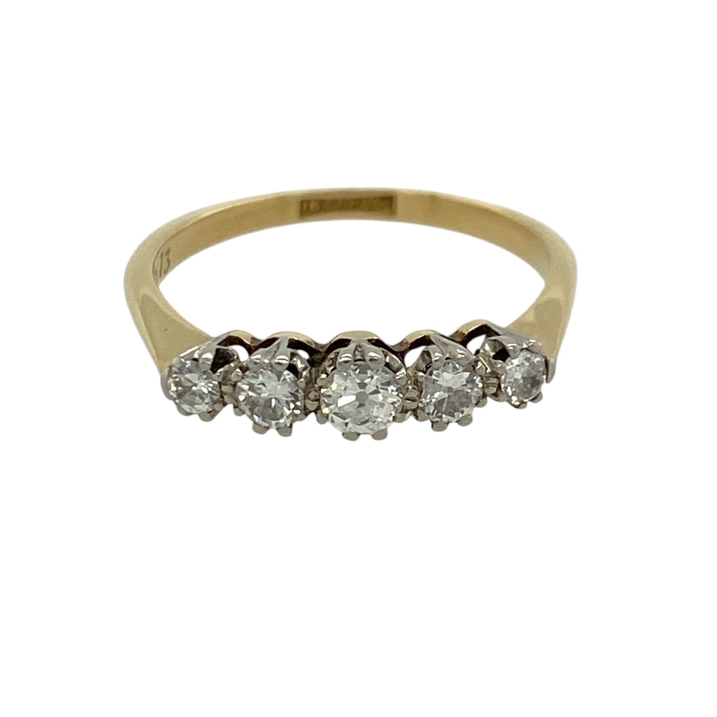 18ct Gold & Platinum Diamond Five Stone Band Ring