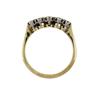 18ct Gold & Platinum Diamond Five Stone Band Ring