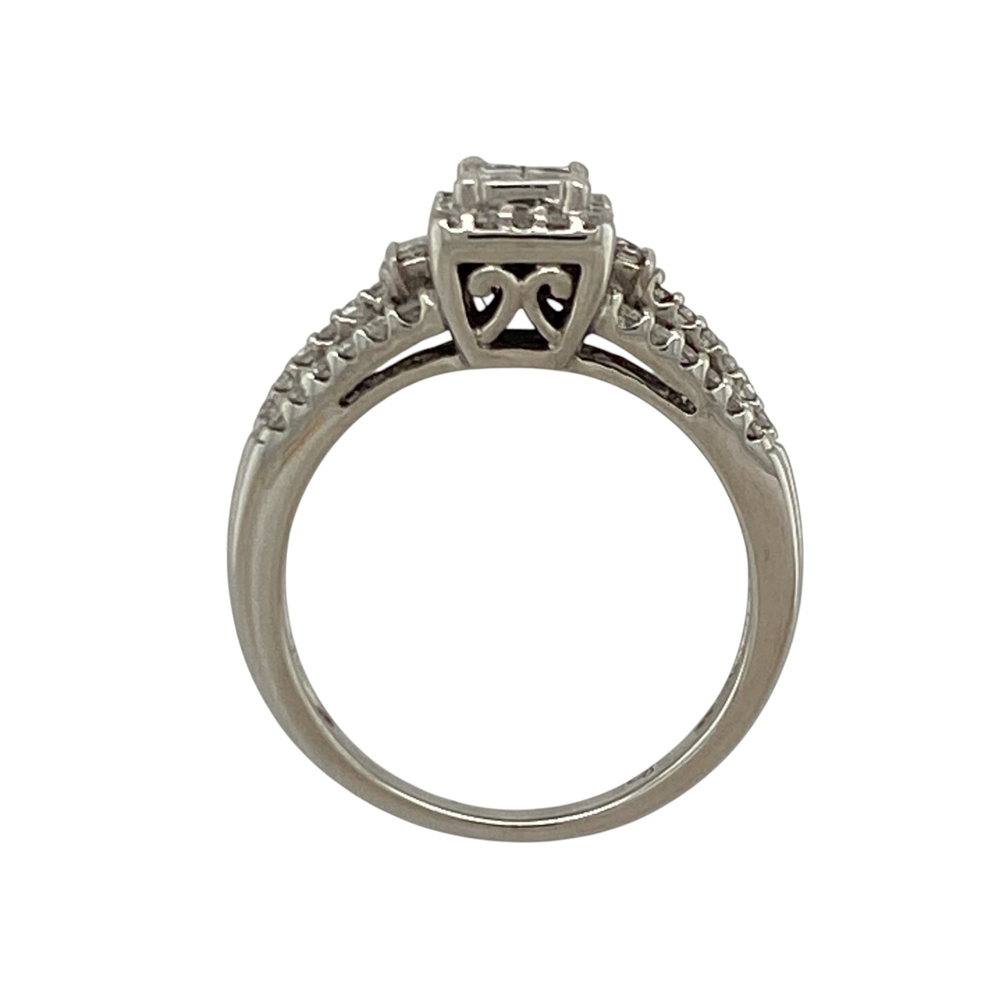 18ct White Gold & Diamond Rectangle Cluster Ring