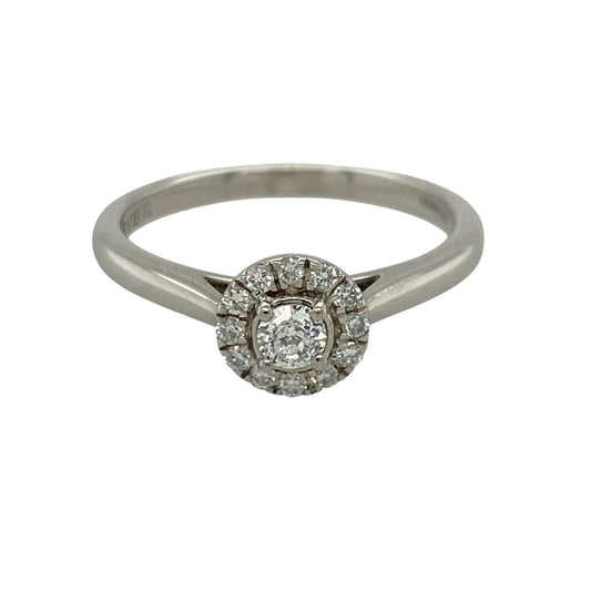 18ct White Gold & Diamond Halo Ring
