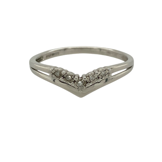 9ct White Gold & Diamond Wishbone Ring